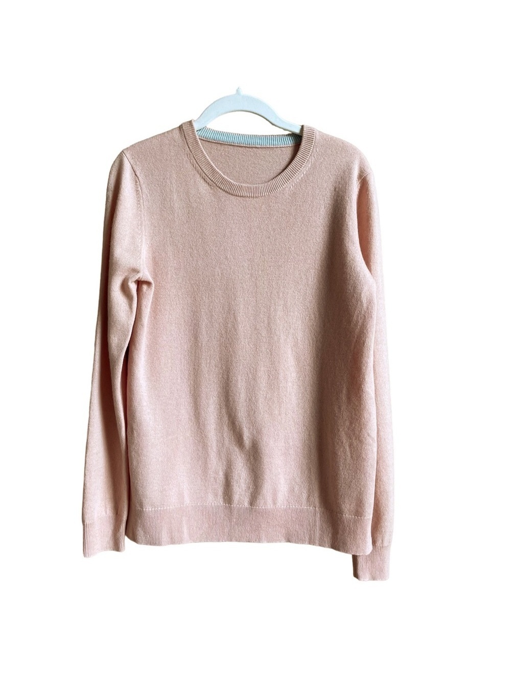 Tory Burch Pale Pink 100% Cashmere Crewneck Sweater Size Small Luxury Minimalist